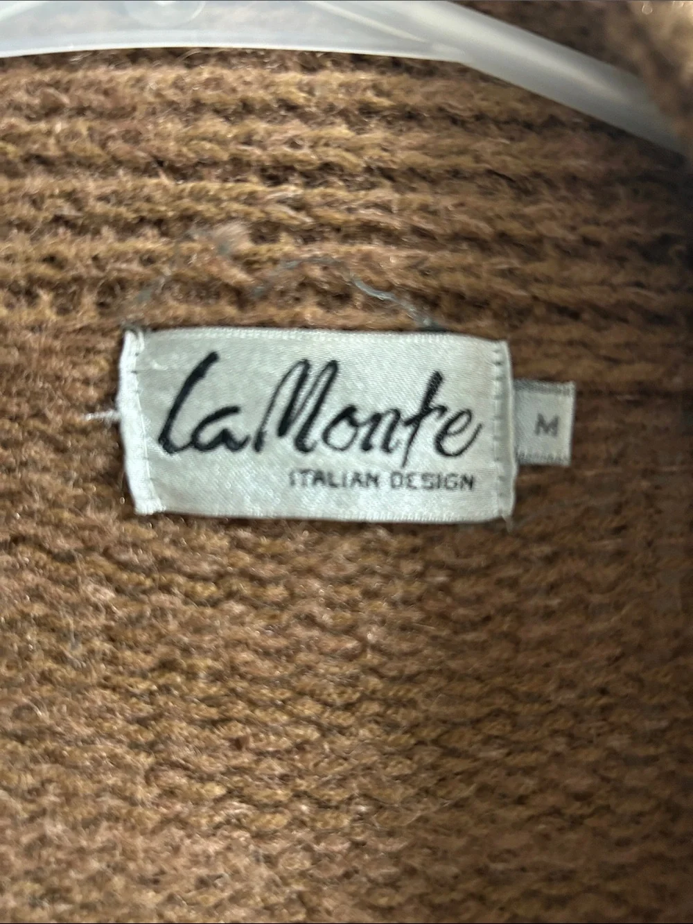 Vintage Brown Graphic Open-Front Cardigan Sweater -Mohair